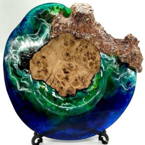 Oak burl and resin Ocean bowl