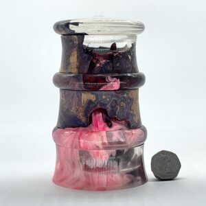 Pink resin and wooden jewellery box