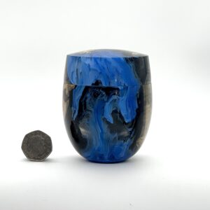 Blue resin and wood jewellery box
