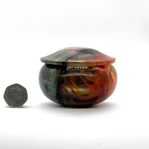 Orange and red wood and resin jewellery box