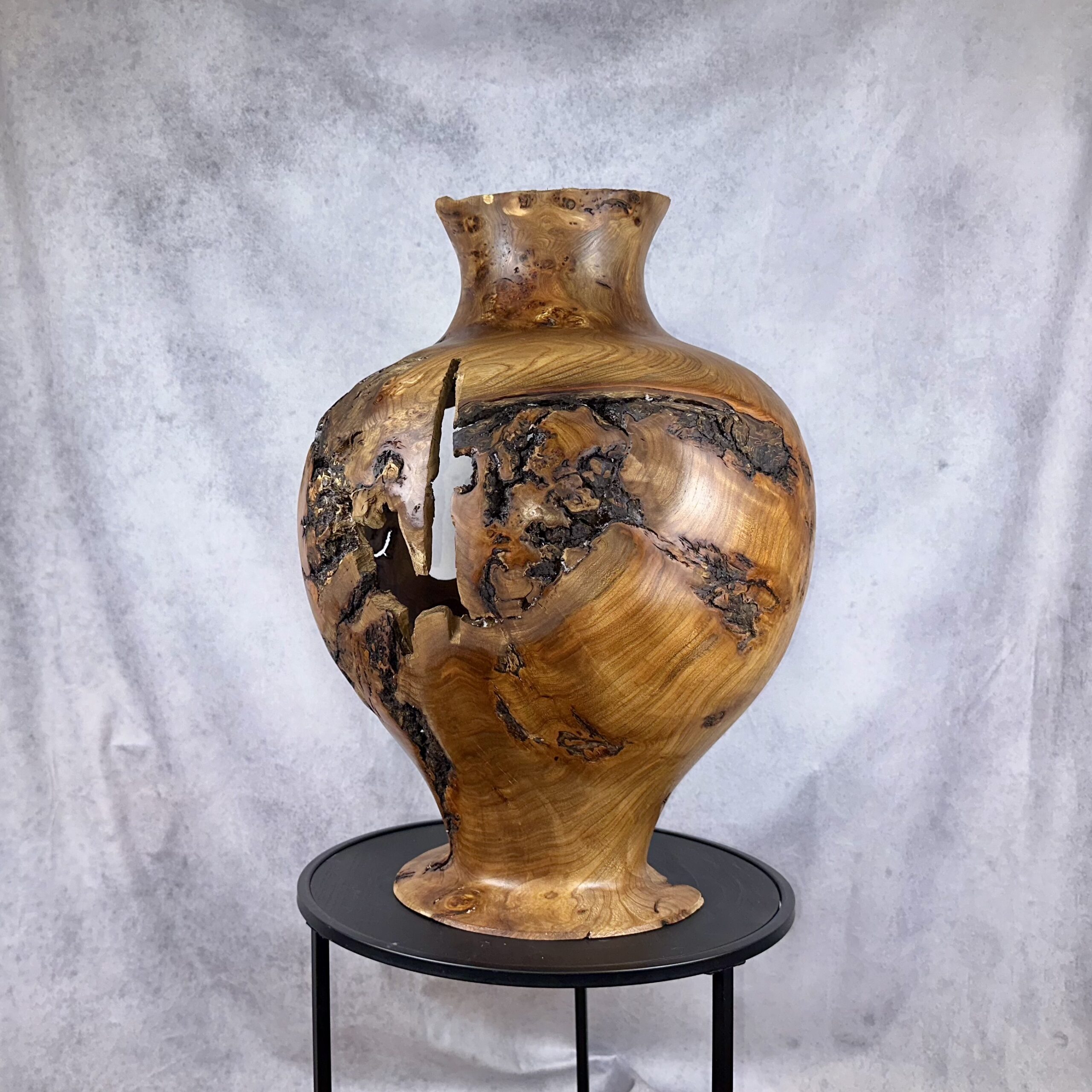 Elm Burl Greek-style Vase Sculpture - Image 9