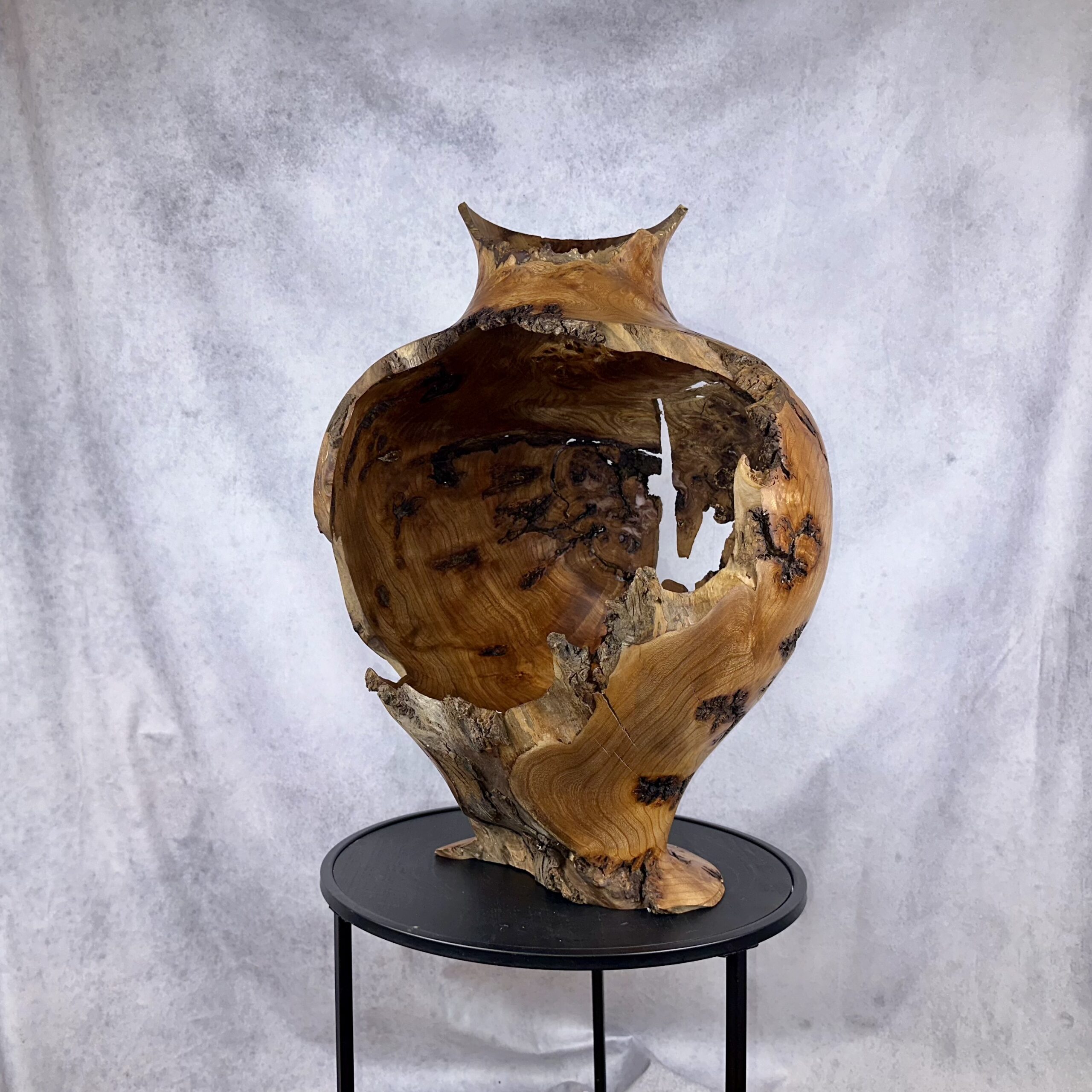 Elm Burl Greek-style Vase Sculpture - Image 3