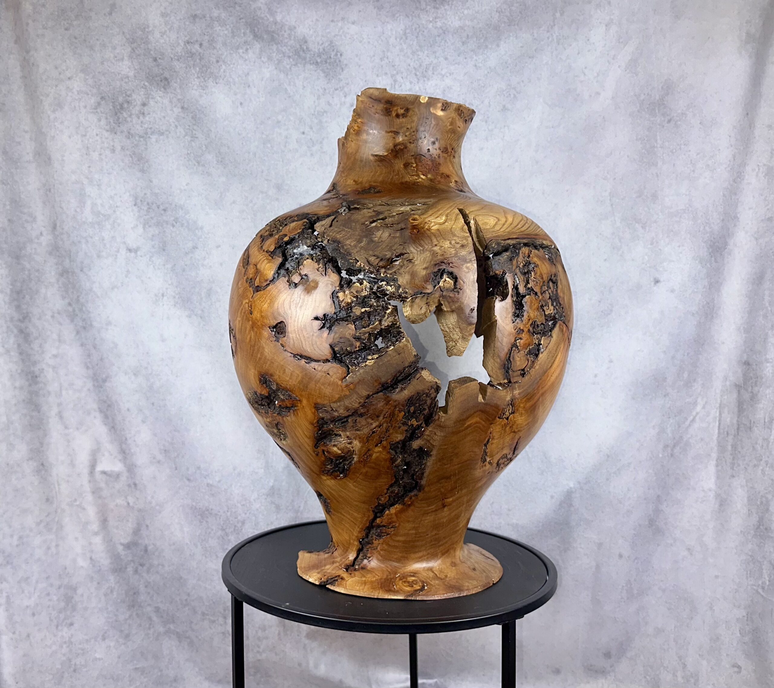 Elm Burl Greek-style Vase Sculpture - Image 8