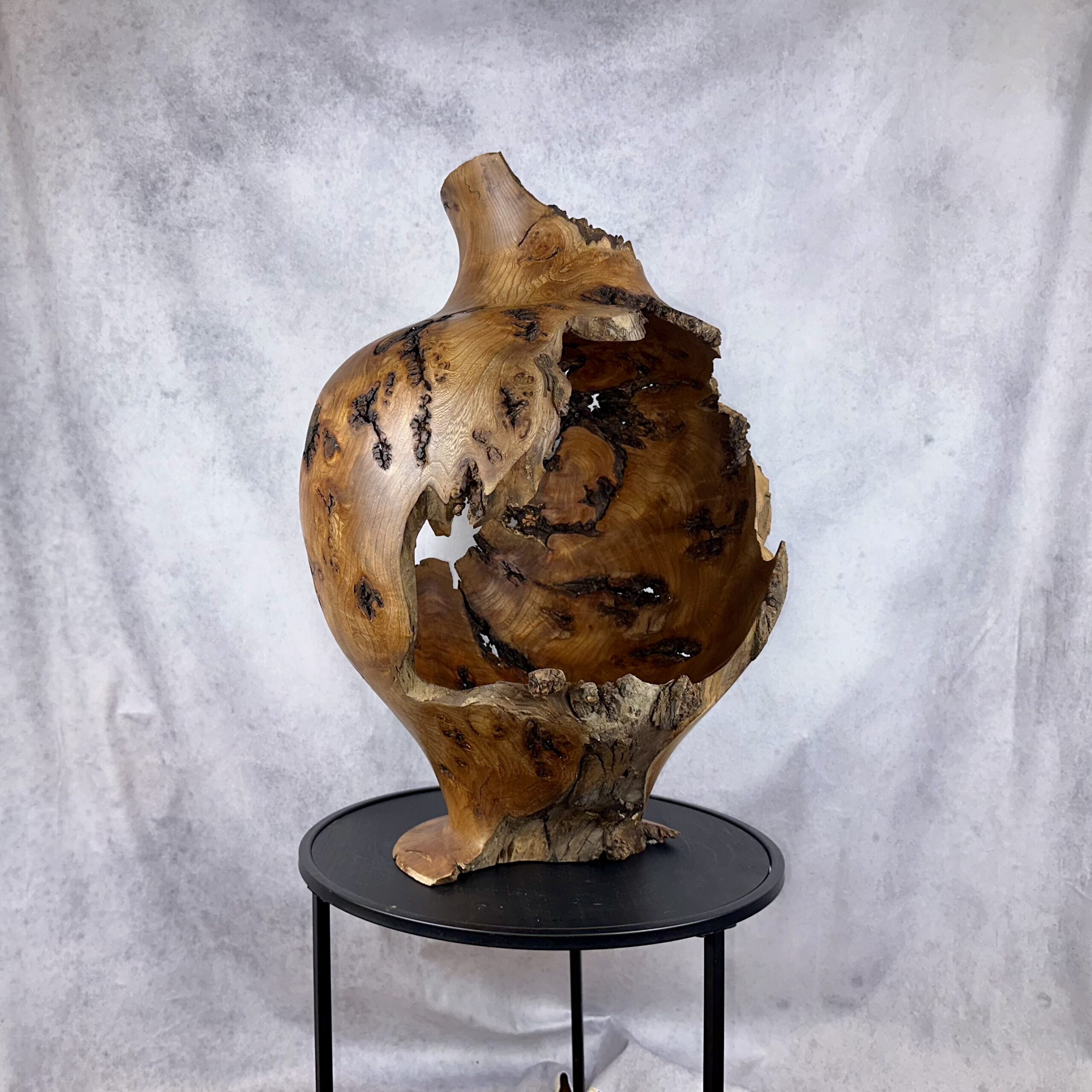 Elm Burl Greek-style Vase Sculpture - Image 11