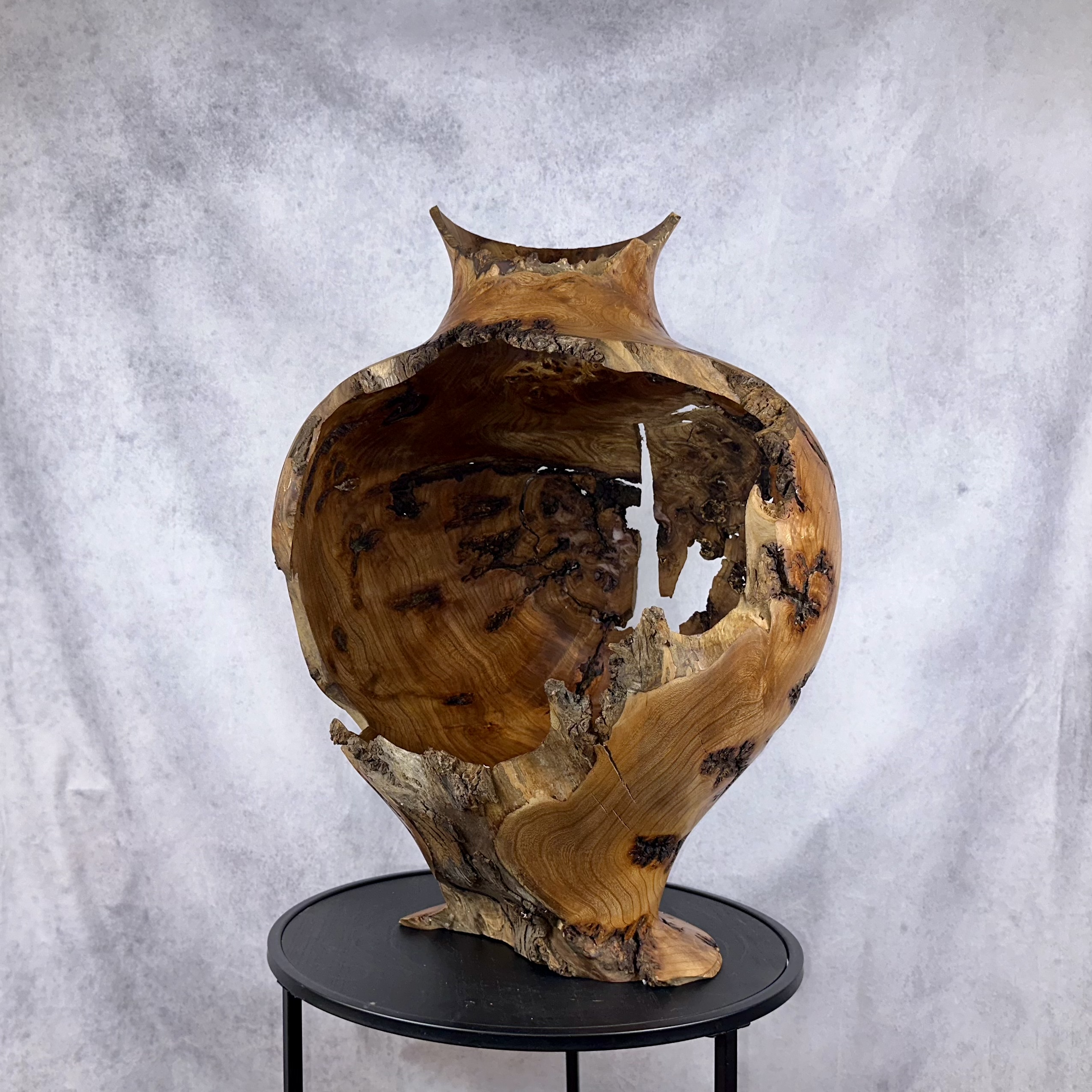 Elm Burl Greek-style Vase Sculpture - Image 13