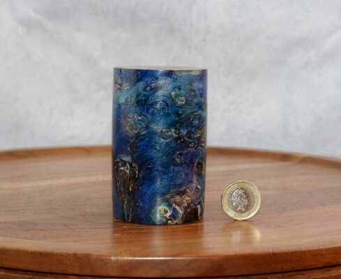 Stabilised blue horse chestnut burl lidded box