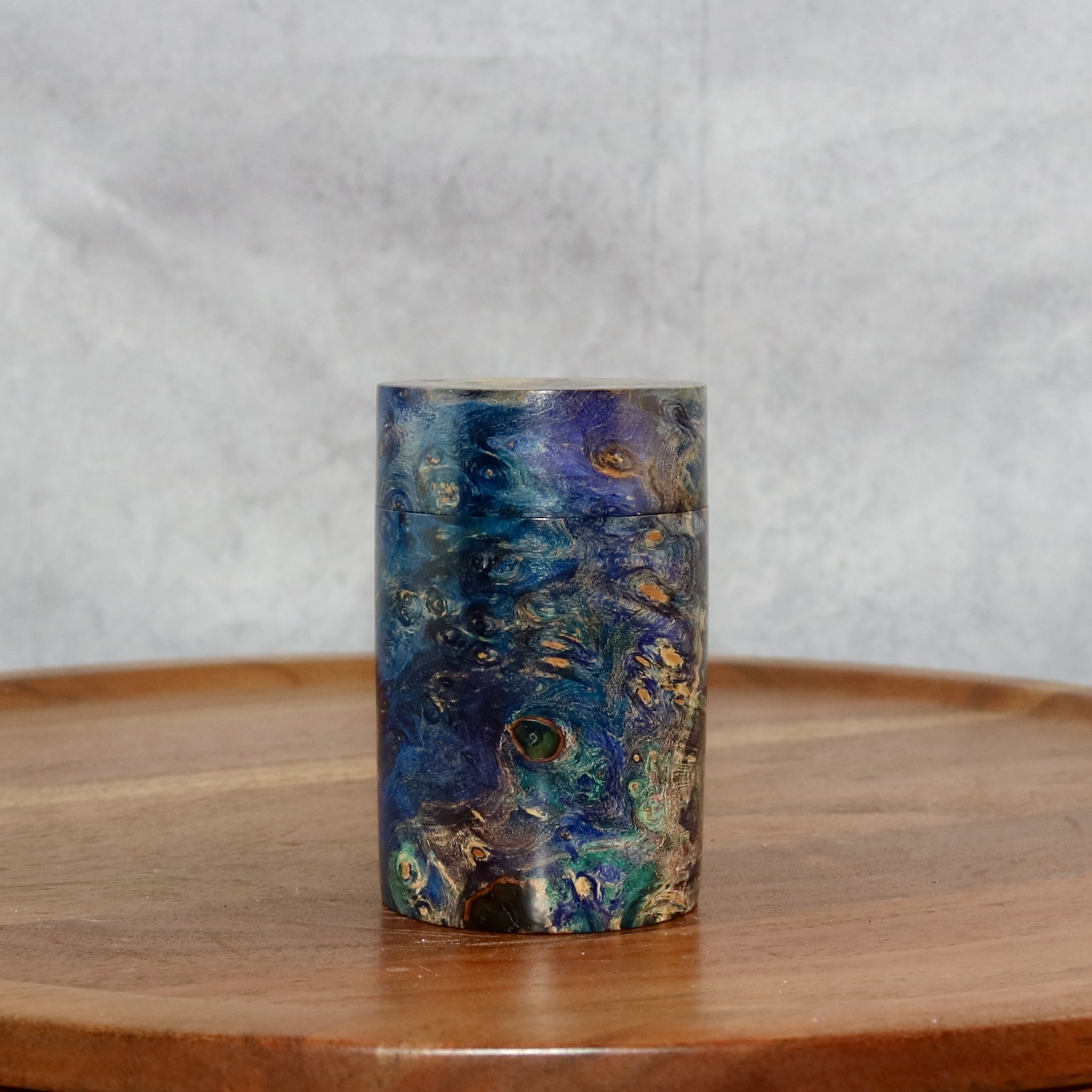 Stabilised blue horse chestnut burl lidded box - Image 3
